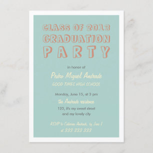 Retro Graduation Party Class of 2013 Blue Orange Invitation