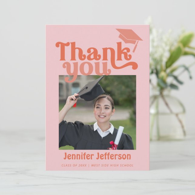 Retro Graduation Thank you Photo Card (Standing Front)
