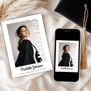 Retro Graduation Typography Announcement Card