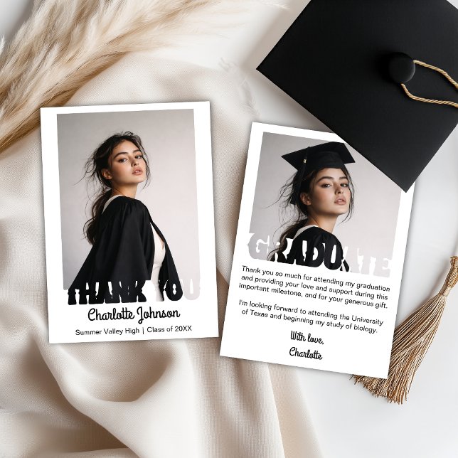 Retro Graduation Typography Thank You Card (Creator Uploaded)
