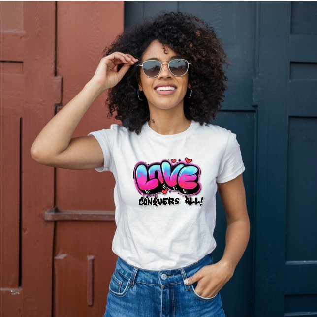Retro Graffiti Love Conquers All T-Shirt (Creator Uploaded)