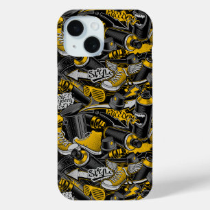Retro Graffiti Urban Street Pattern iPhone 15 Case