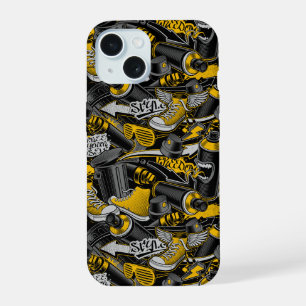 Retro Graffiti Urban Street Pattern iPhone 15 Case
