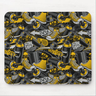 Retro Graffiti Urban Street Pattern Mouse Mat