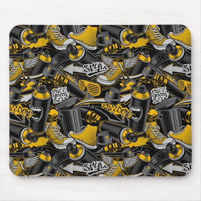 Retro Graffiti Urban Street Pattern Mouse Mat (Front)
