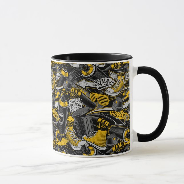 Retro Graffiti Urban Street Pattern Mug (Right)