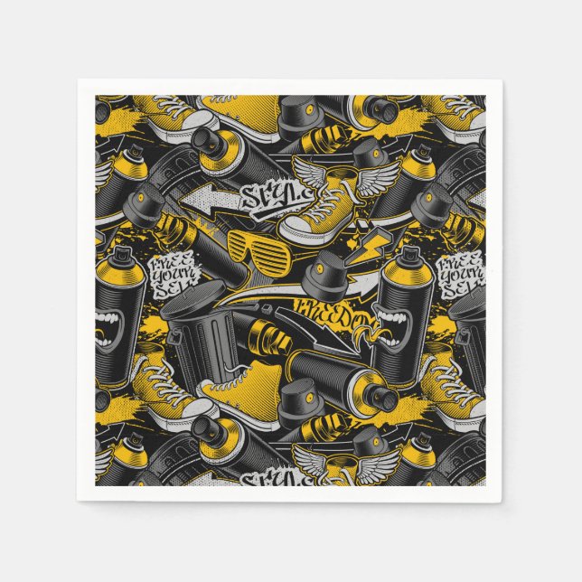 Retro Graffiti Urban Street Pattern Napkin (Front)