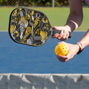 Retro Graffiti Urban Street Pattern Pickleball Paddle