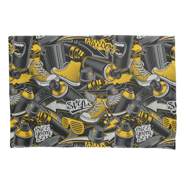 Retro Graffiti Urban Street Pattern Pillowcase (Front-Left)
