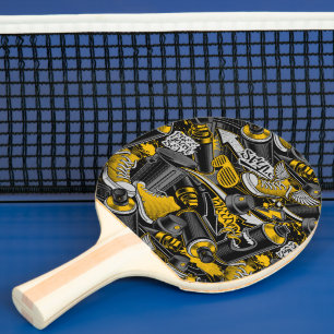 Retro Graffiti Urban Street Pattern Ping Pong Paddle