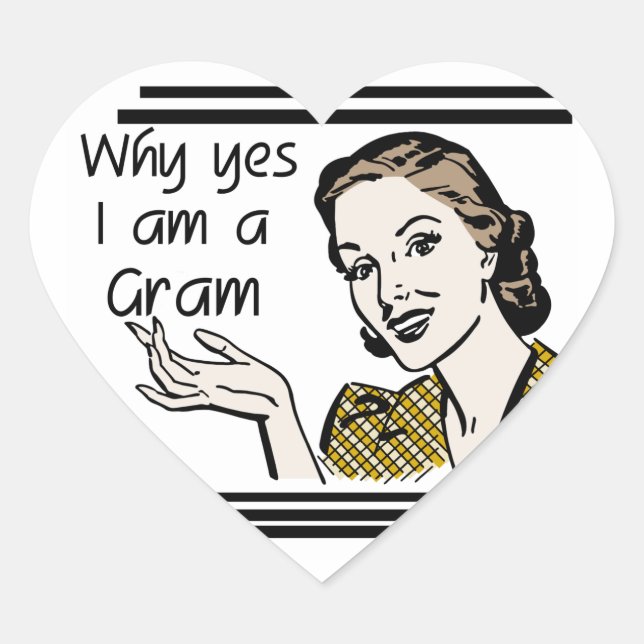 Retro Gram Tshirts and Gifts Heart Sticker (Front)
