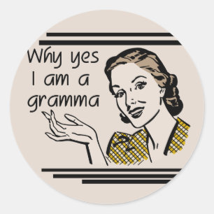 Retro Gramma T-shirts and Gifts Classic Round Sticker