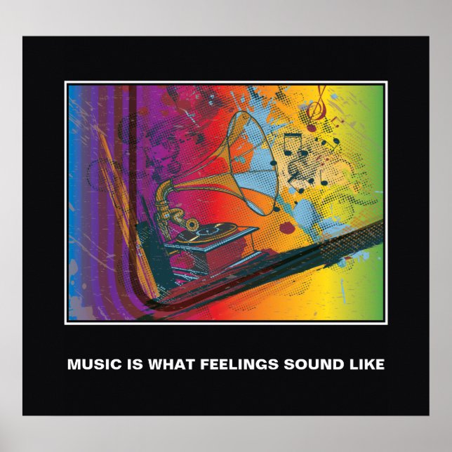 Retro gramophone music quote motivational poster (Front)