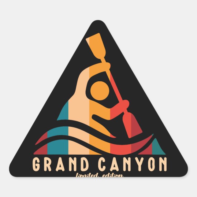 Retro Grand Canyon Kayaking Triangle Sticker (Front)