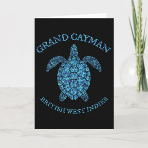 Retro Grand Cayman Islands Sea Turtle Graphic Vint Card