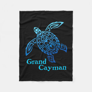Retro grand cayman islands sea turtle tribal fleece blanket