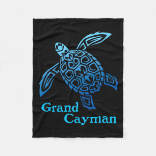 Retro Grand Cayman Islands Sea Turtle Tribal Fleece Blanket