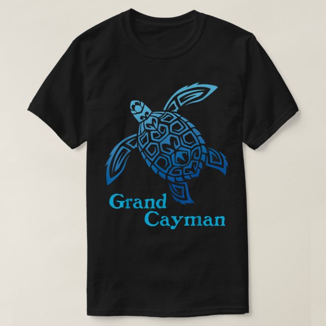 Retro Grand Cayman Islands Sea Turtle Tribal  T-Shirt (Design Front)