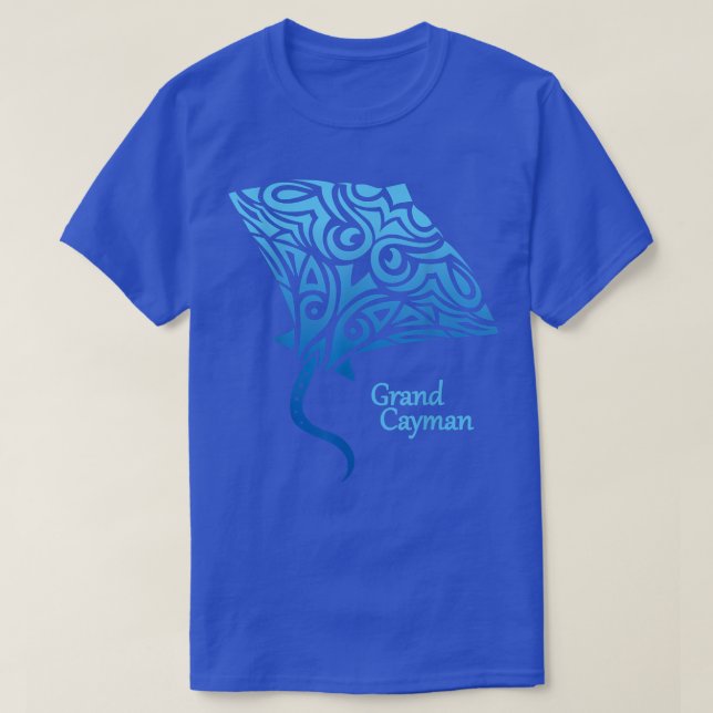 Retro Grand Cayman Islands Tribal Stingray Sea Ray T-Shirt (Design Front)