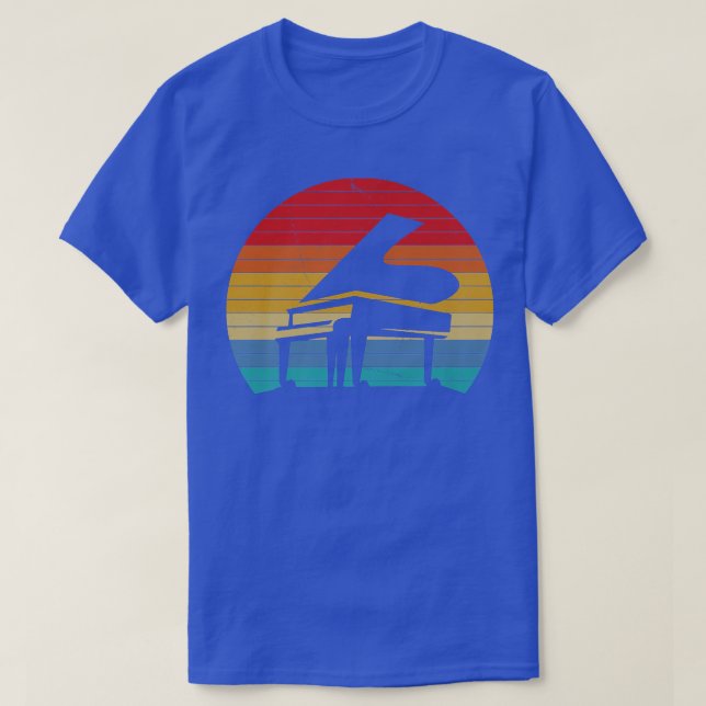 Retro Grand Piano Music Loving Pianist  T-Shirt (Design Front)