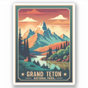 Retro Grand Teton Hike Sunset T-Shirt