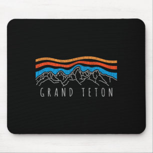 Retro grand teton national park wyoming vintage mouse mat