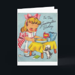 Retro Granddaughter Birthday Card<br><div class="desc">Vintage / Retro Birthday greeting card.  Adorable little girl and her puppy baking a cake!  Go to Dear Granddaughter's Birthday!  Beautiful vintage birthday card is a lovely daughter!</div>