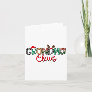 Retro Grandma Claus Reindeer Christmas Matching Fa Card
