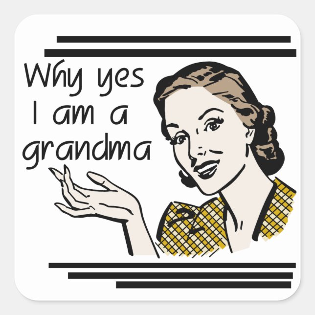 Retro Grandma T-shirts and Gifts Square Sticker (Front)