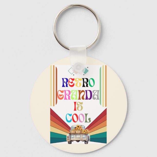 Retro Grandpa Is Cool Key Ring (Front)