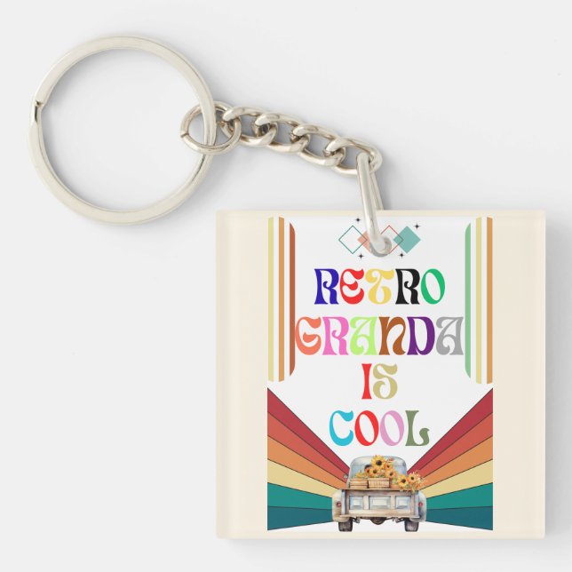 Retro Grandpa Is Cool Key Ring (Front)