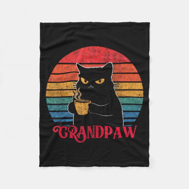 Retro Grandpaw Funny Sarcastic Cat Lover Quote Gra Fleece Blanket (Front)
