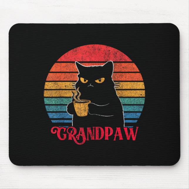 Retro Grandpaw Funny Sarcastic Cat Lover Quote Gra Mouse Mat (Front)