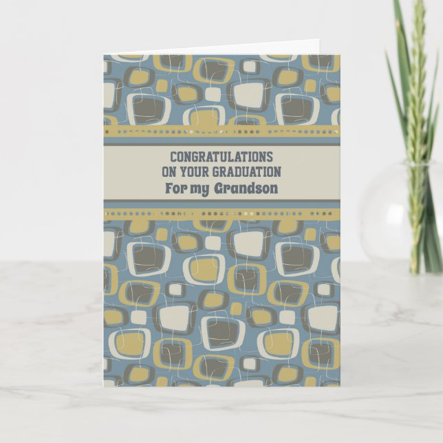Retro Grandson Congratulations Graduation Card (Front)