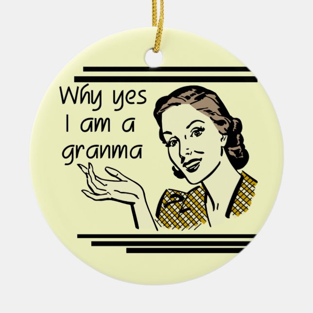 Retro Granma T-shirts and Gifts Ceramic Tree Decoration (Front)
