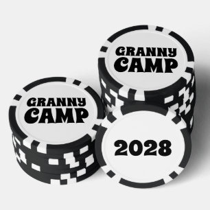 Retro Granny Camp Text Poker Chips