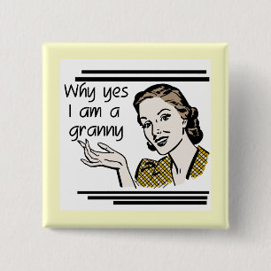 Retro Granny T-shirts and Gifts 15 Cm Square Badge