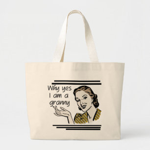 Retro Granny T-shirts and Gifts Large Tote Bag