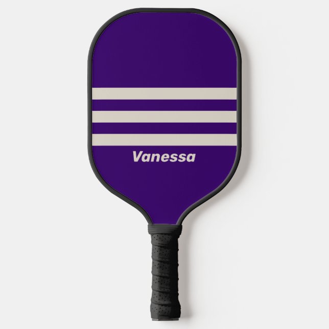 Retro Grapevine Three Across Striping with Name Pickleball Paddle (Front)