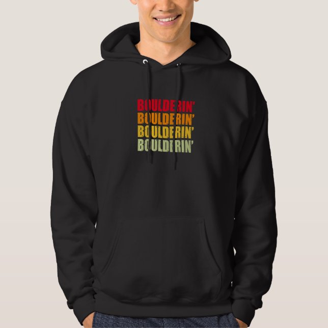 Retro Graphic Climbing Bouldering Rock Climber Mou Hoodie (Front)