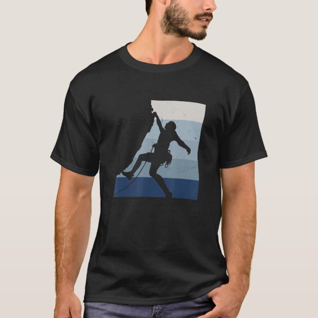 Retro Graphic Climbing Bouldering Rock Climber Mou T-Shirt (Front)