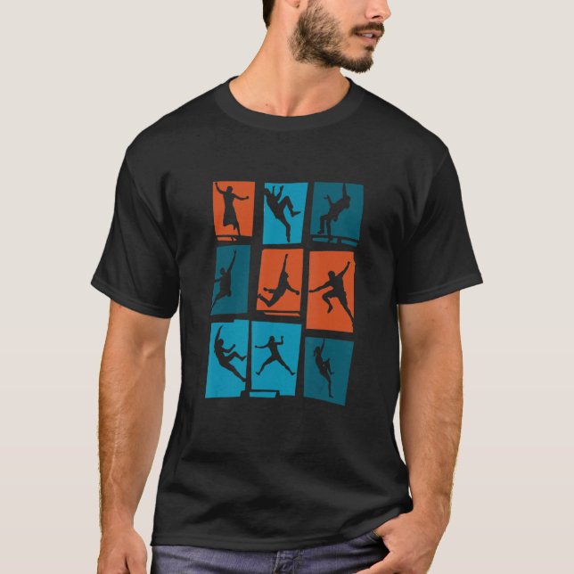 Retro Graphic Climbing Bouldering Rock Climber Mou T-Shirt (Front)