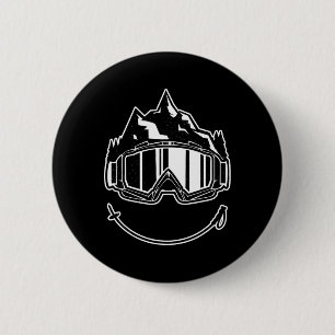 Retro Graphic Cross Country Skiing Winter Sports B 6 Cm Round Badge