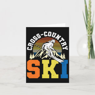 Retro Graphic Cross Country Skiing Winter Sports B Card