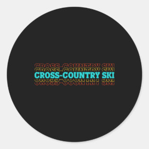 Retro Graphic Cross Country Skiing Winter Sports B Classic Round Sticker