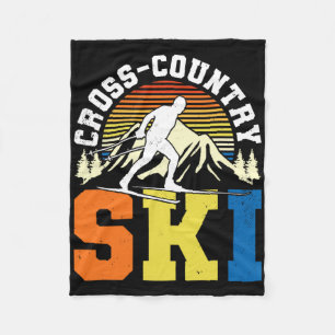 Retro Graphic Cross Country Skiing Winter Sports B Fleece Blanket