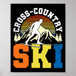 Retro Graphic Cross Country Skiing Winter Sports B Poster