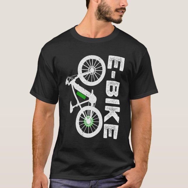 Retro Graphic E-Bike Mountainbiking Bicycle E-Bike T-Shirt (Front)