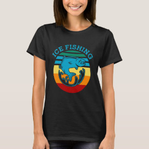 Retro Graphic Fishing Rod Ice Fisher Ice Fishing F T-Shirt