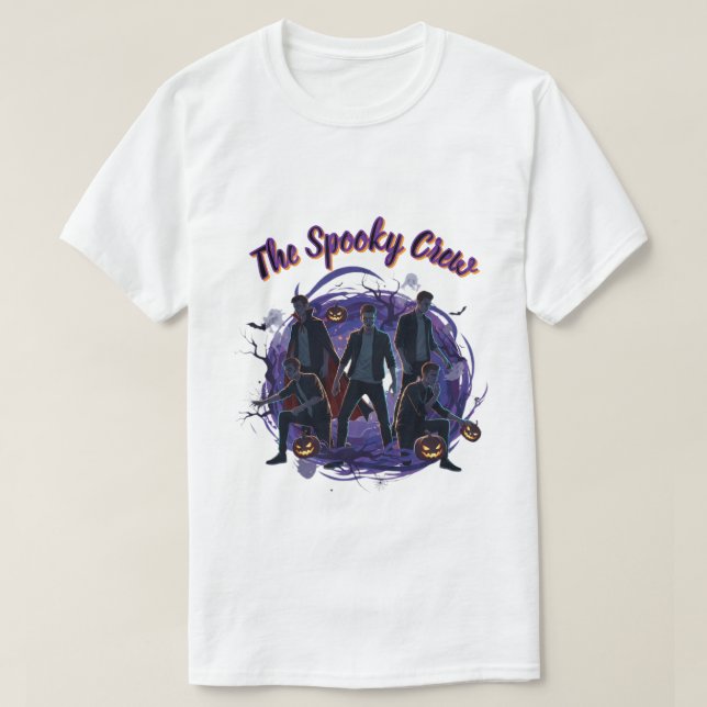 Retro Graphic Horror Group The Spooky Crew T-Shirt (Design Front)